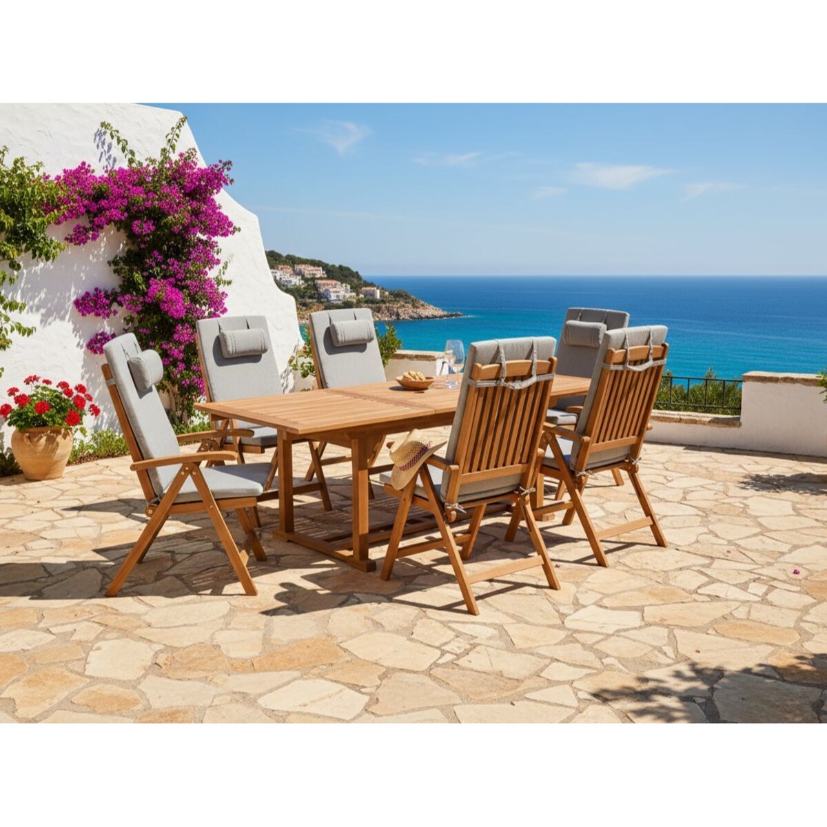 Zestaw 6 poduszek ogrodowych JAVA/AMANTEA PREMIUM 50 x 70 cm Jasnoszary