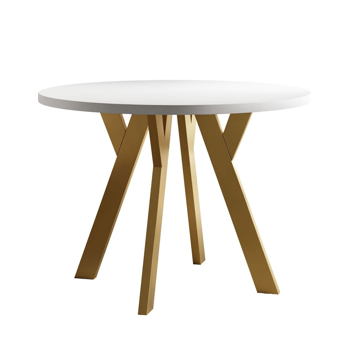 Okrągły stół rozkładany VOLTA MATT, nogi złoty, blat biały