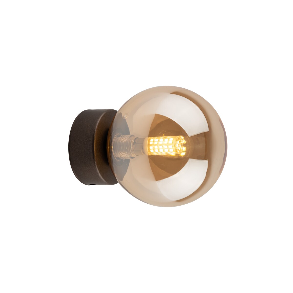 Kinkiet ścienny TK Lighting ESTERA 10256 brązowy z bursztynowym kloszem, G9, nowoczesny do salonu i sypialni