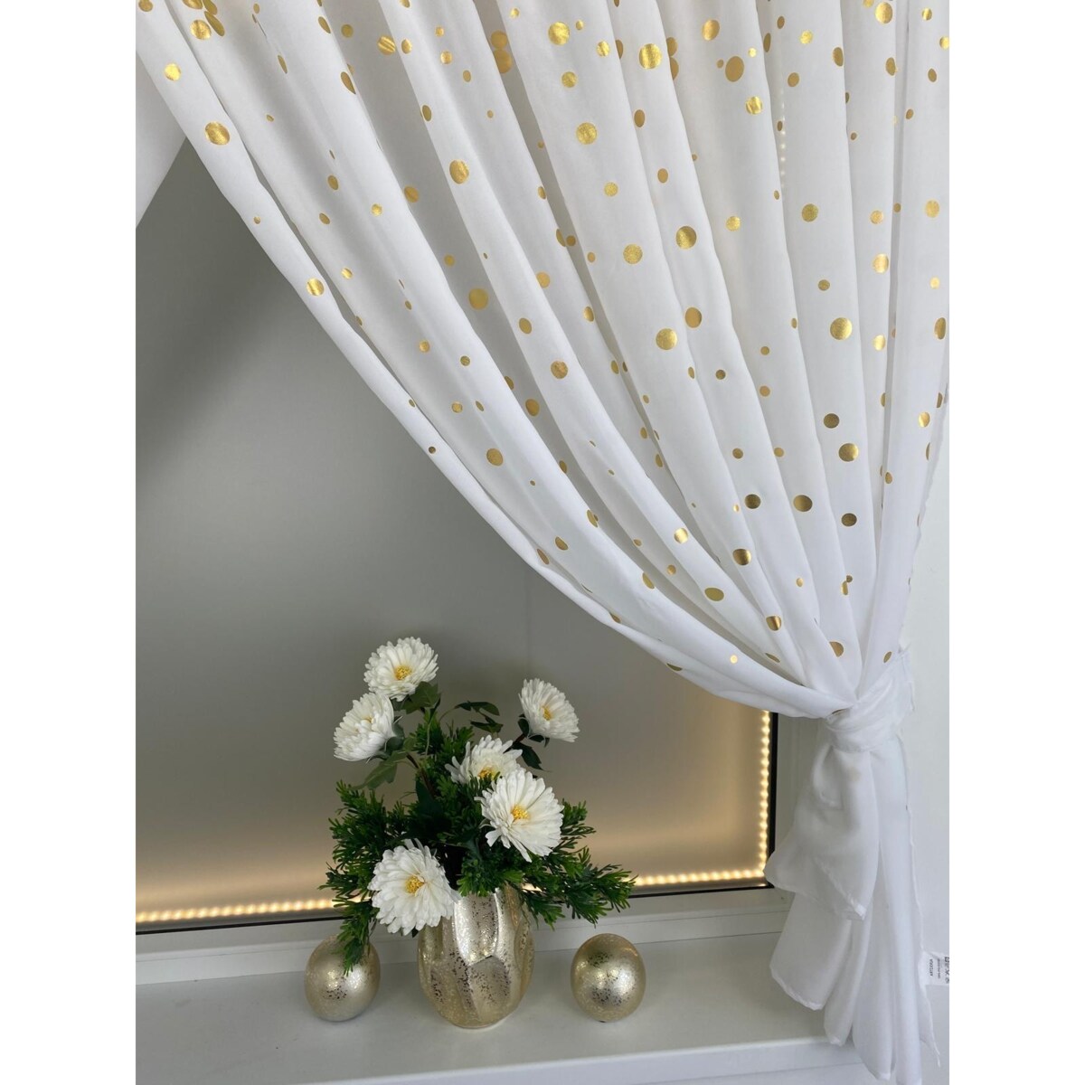 Firana gotowa złote akcenty 400x160 cm