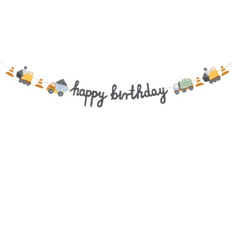 Baner Happy Birthday Pojazdy budowlane, 2m