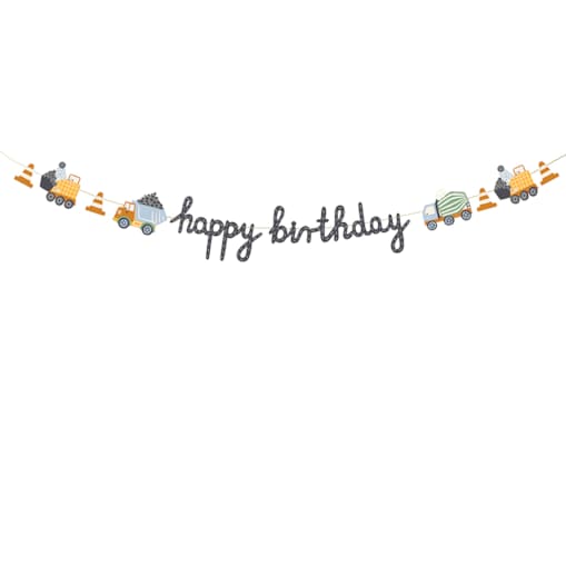 Baner Happy Birthday Pojazdy budowlane, 2m