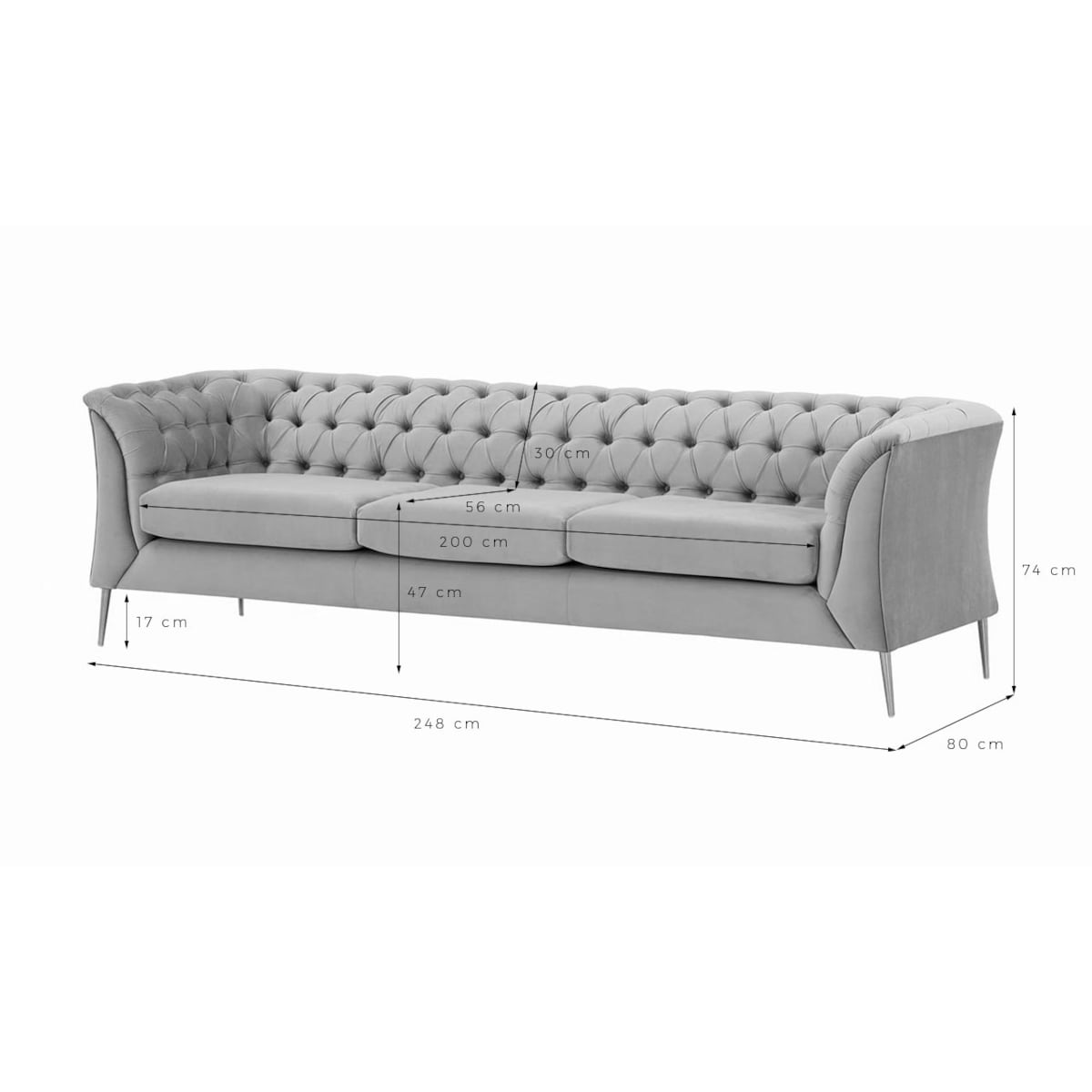 Sofa trzyosobowa Chesterfield Modern-Velluto 3
