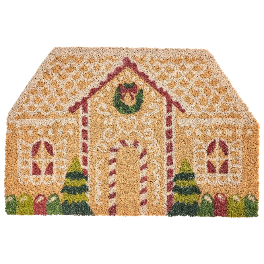 Wycieraczka SELATNA Naturalny 40 x 60 cm Wzór świąteczny Włókno kokosowe