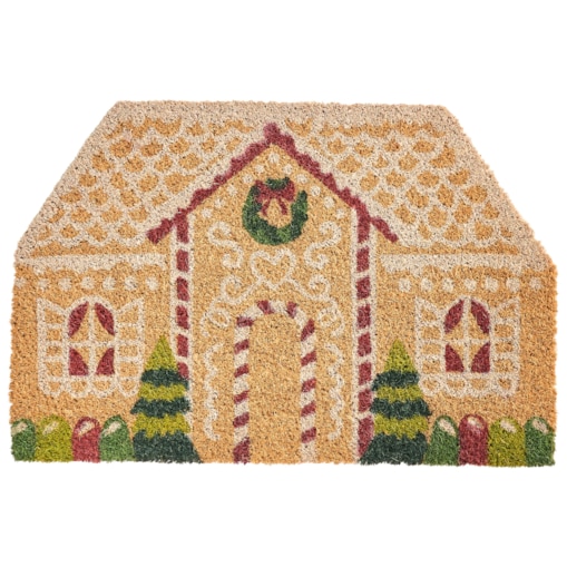 Wycieraczka SELATNA Naturalny 40 x 60 cm Wzór świąteczny Włókno kokosowe