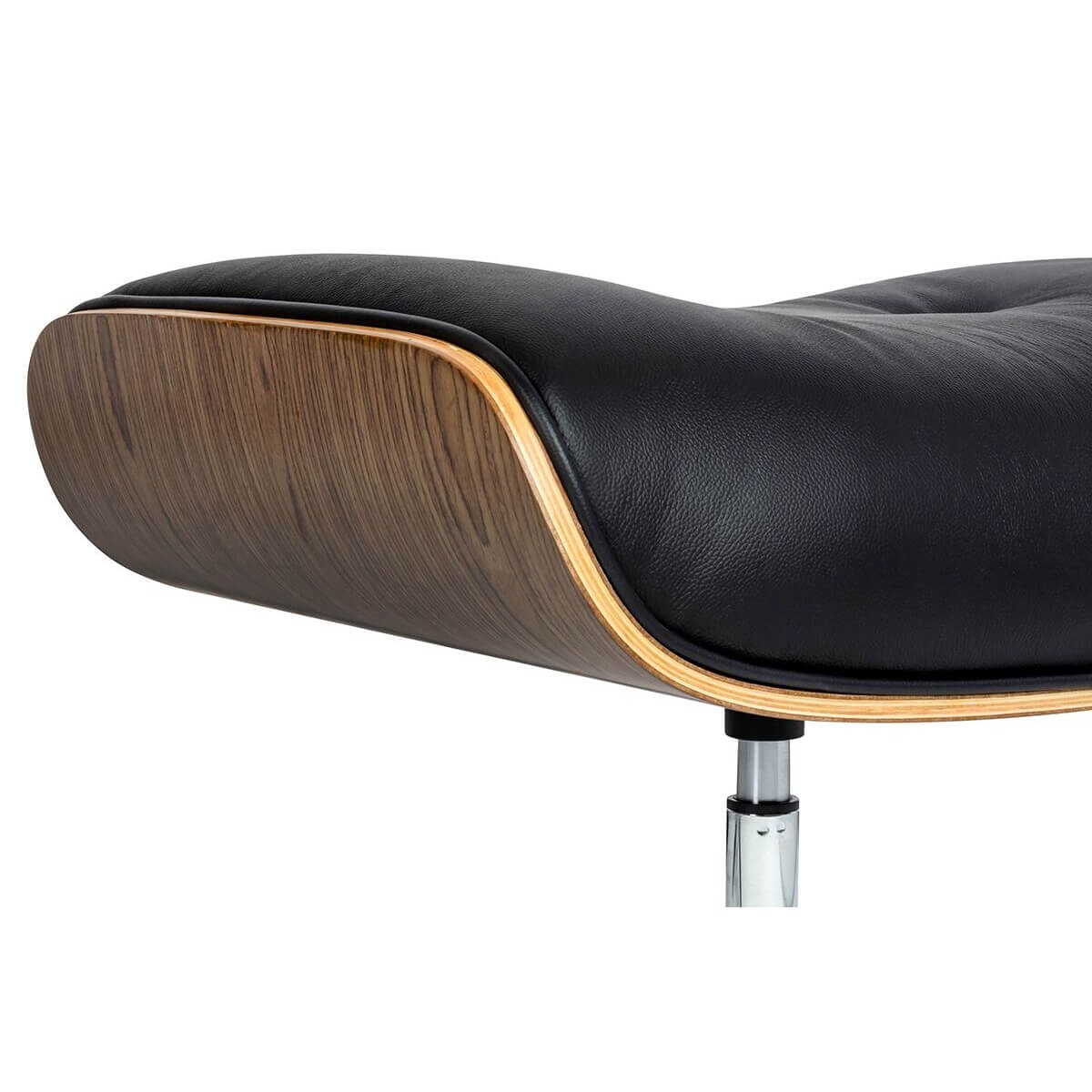 Fotel biurowy Lounge Business skórzany czarny z podnóżkiem, King Home