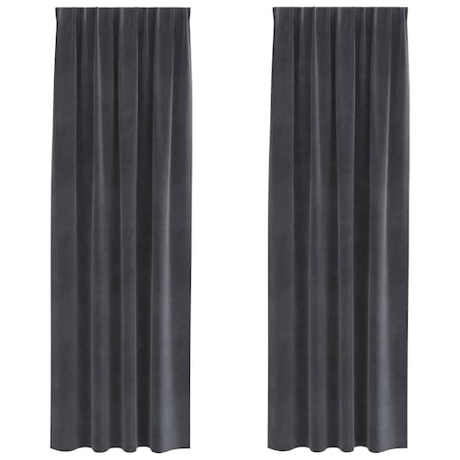 vidaXL Zasłony z zasłonami 2 pcs Jasnoszary 140 x 245 cm Aksamit