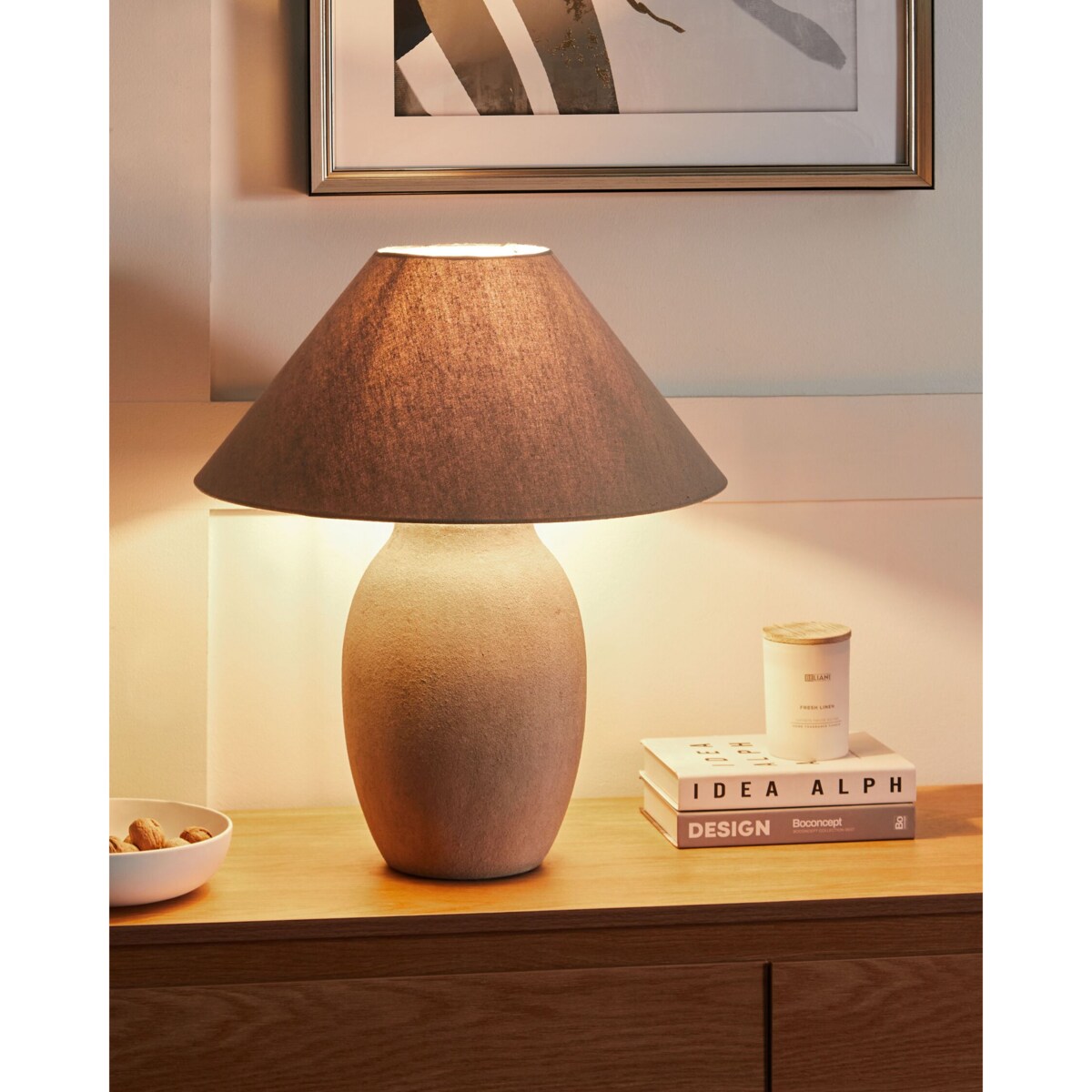 Lampa stołowa ceramiczna szara GRALIWDO