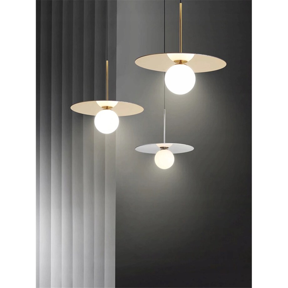 Lampa Wisząca Nowoczesna Złota Biały Szklany Klosz