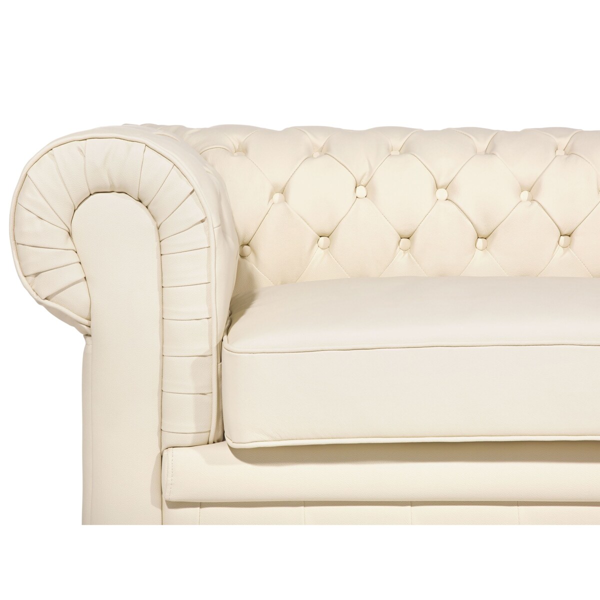 Sofa 3-osobowa skórzana kremowa CHESTERFIELD