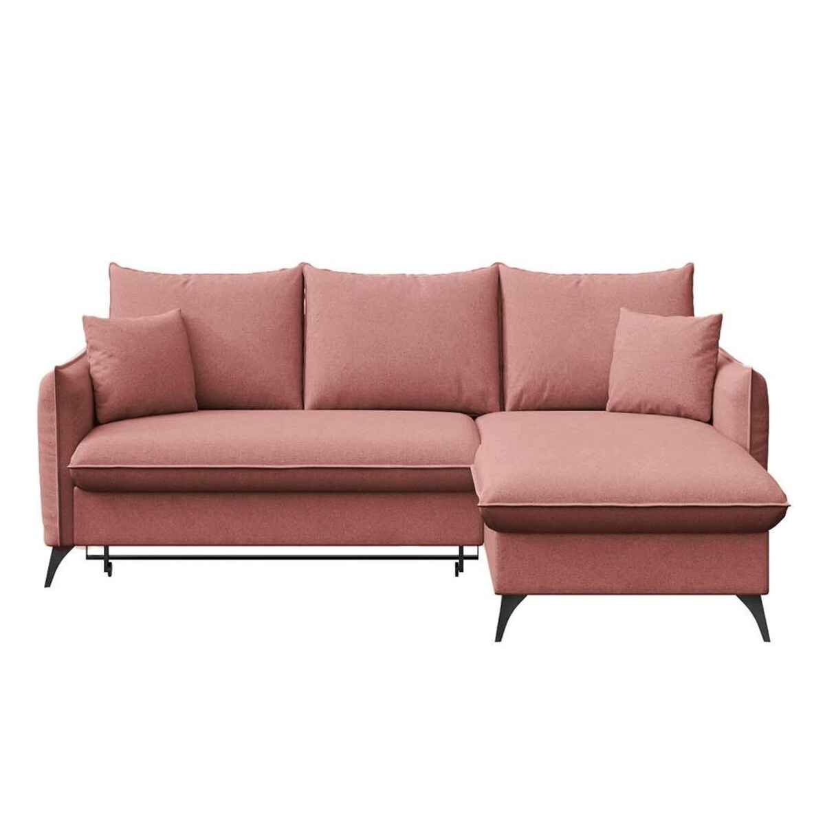 Brim Sofa narożna prawa z funkcją spania i pojemnikiem prawa różowa