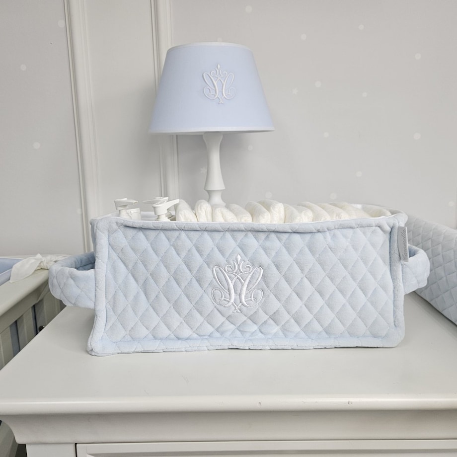 Pojemnik na pieluchy pikowany błękitny