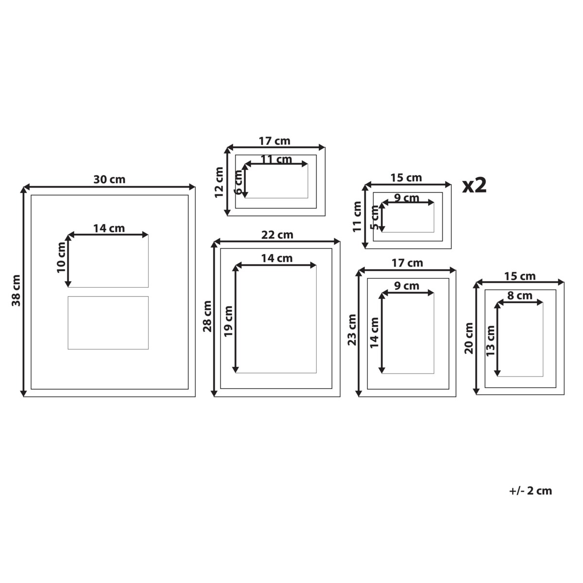 Galeria ścienna krajobrazy 7 ramek czarna ZINIARE
