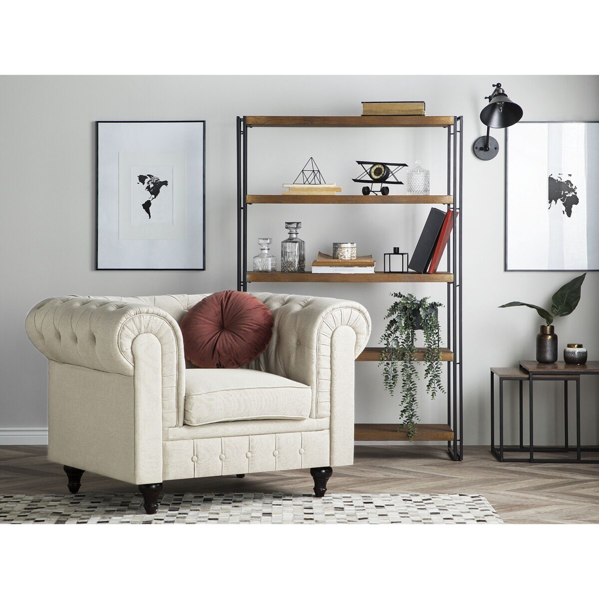 Fotel beżowy CHESTERFIELD