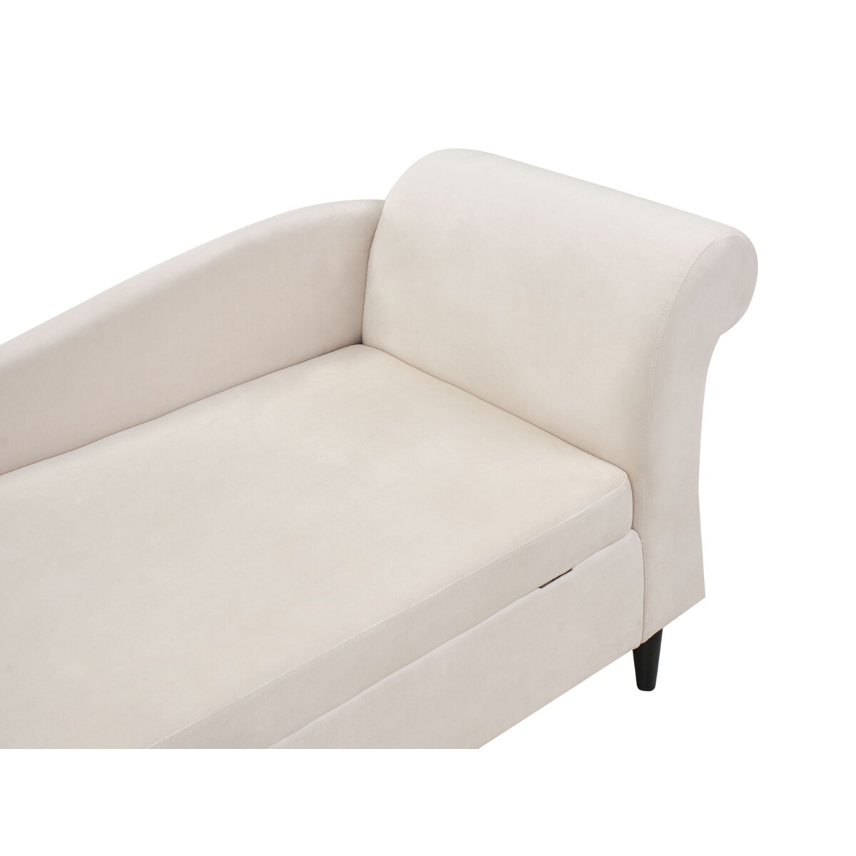 Szezlong prawostronny LUIRO Welur Beżowy ze schowkiem