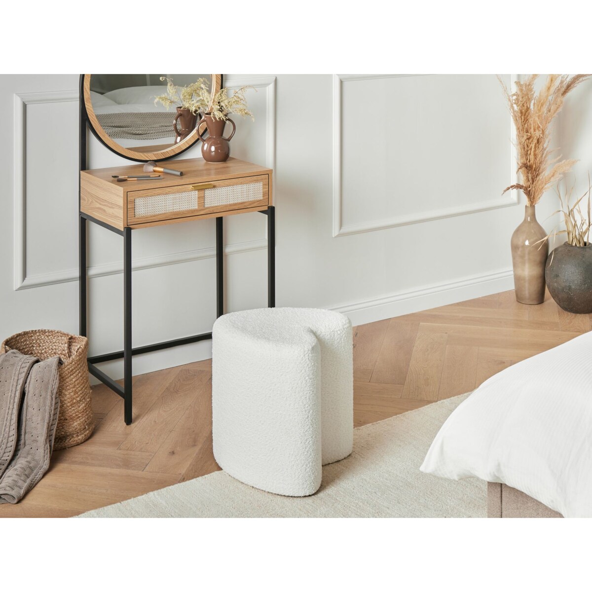 Puf SCOTIA Szenil Złamana biel 40 cm 33 cm 44 cm