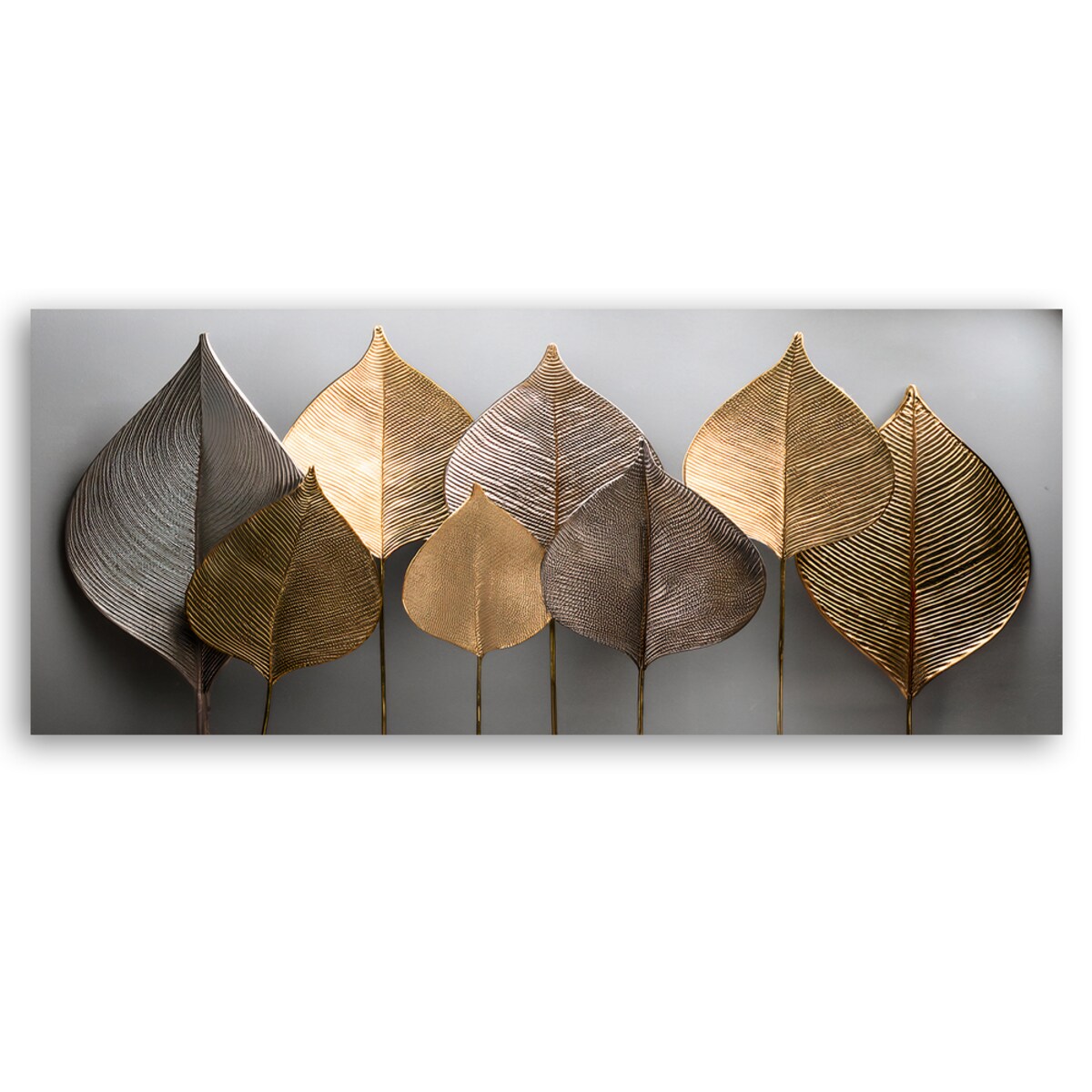 Obraz panoramiczny do salonu Minimalizm Złote Liście Abstrakcja 120x40