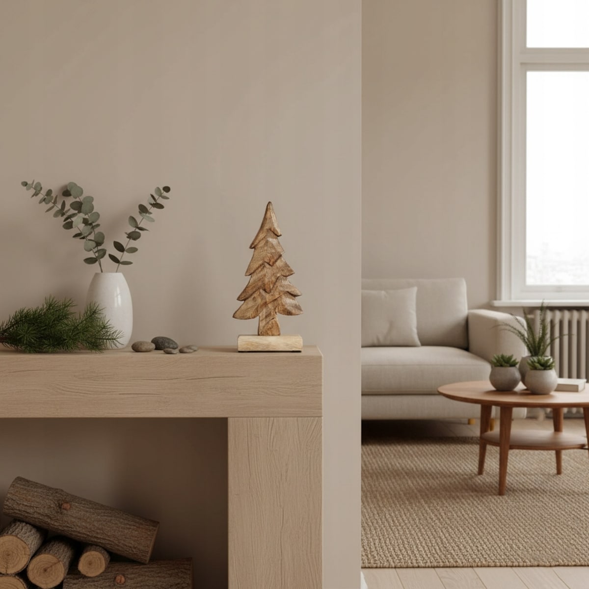 FIGURKA ŚWIĄTECZNA CHOINKA DREWNIANA BOHO BOŻE NARODZENIE PREZENT UPOMINEK