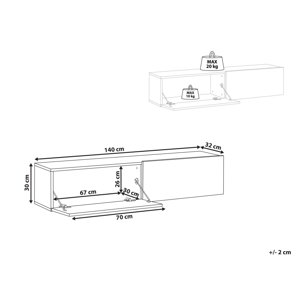 Wisząca szafka RTV GLADSTONE Biały