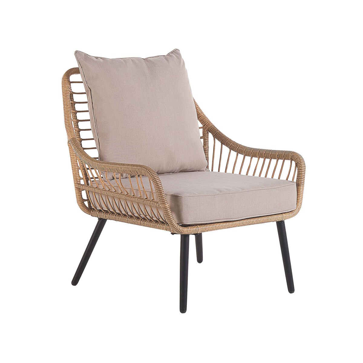 Zestaw mebli balkonowych z poduszkami LAURETO Technorattan Naturalny