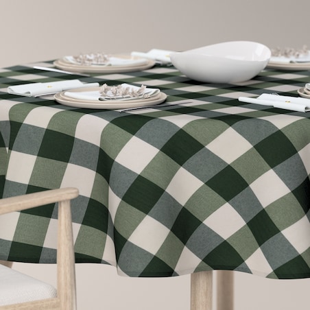 Obrus okrągły 160 x 160 cm zielono-biała krata (5,5x5,5cm)