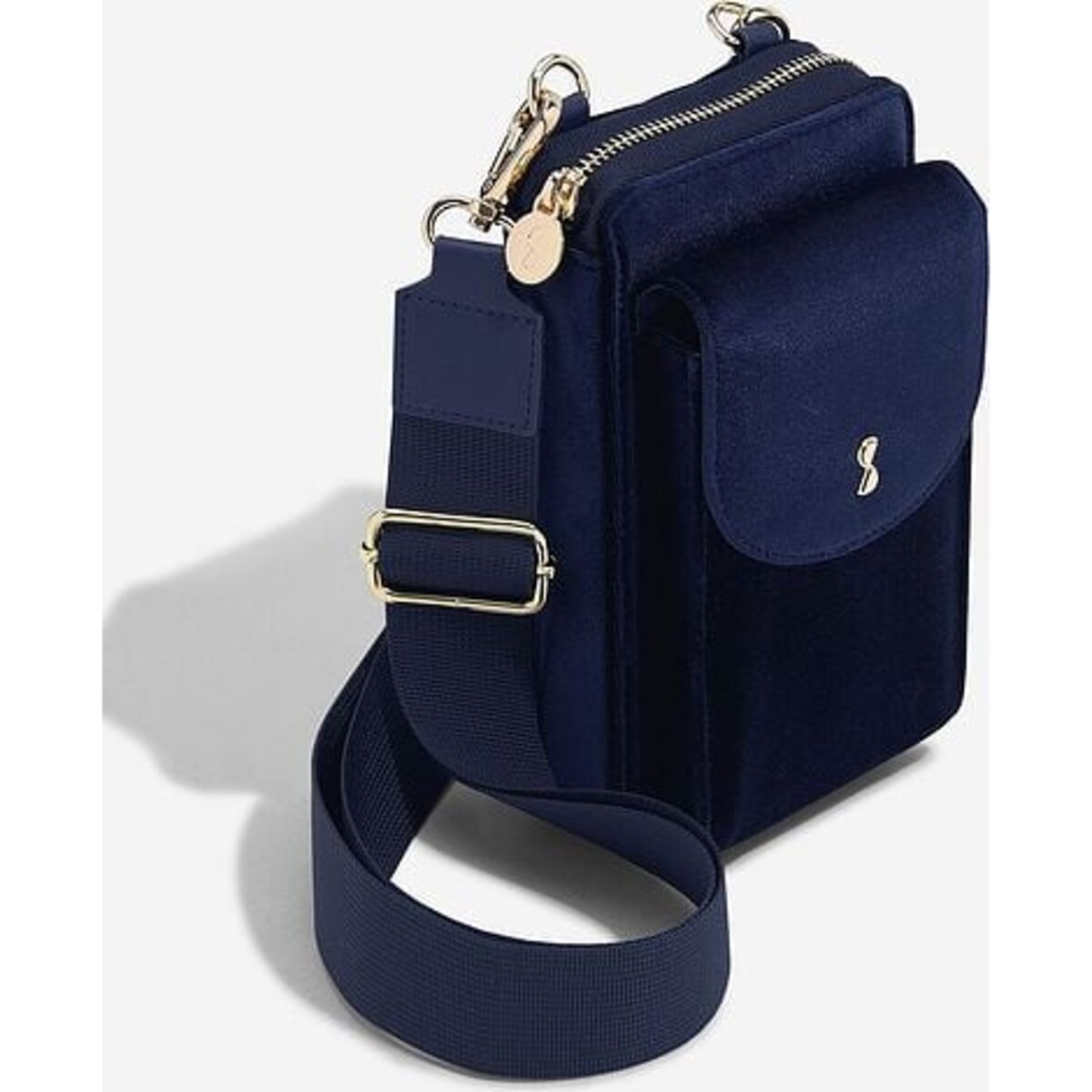 Torba na ramię Stackers Velvet mini granatowa