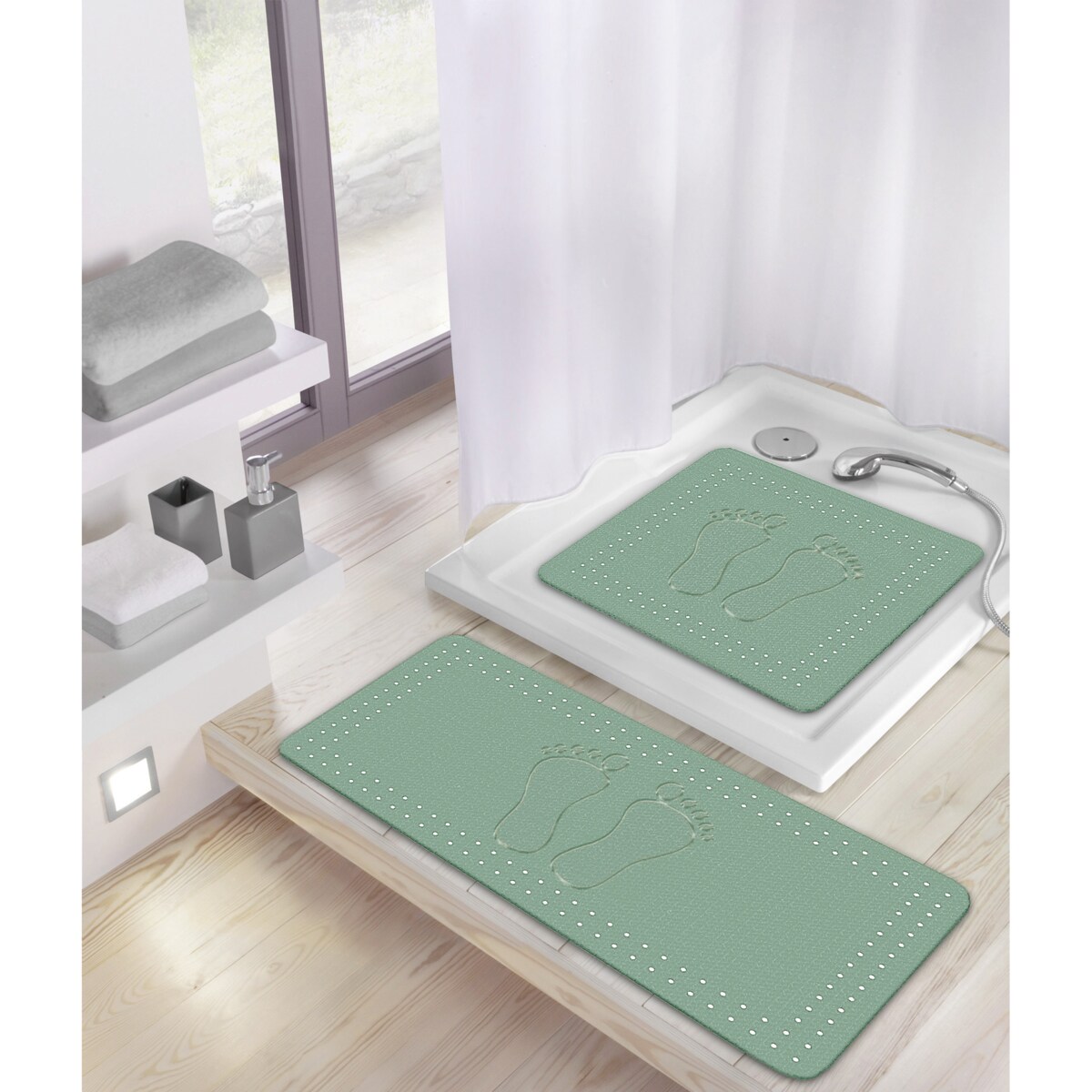 Kleine Wolke Foot Mata bezpieczeństwa do wanny zielony 36x 72 cm naturalny kauczuk