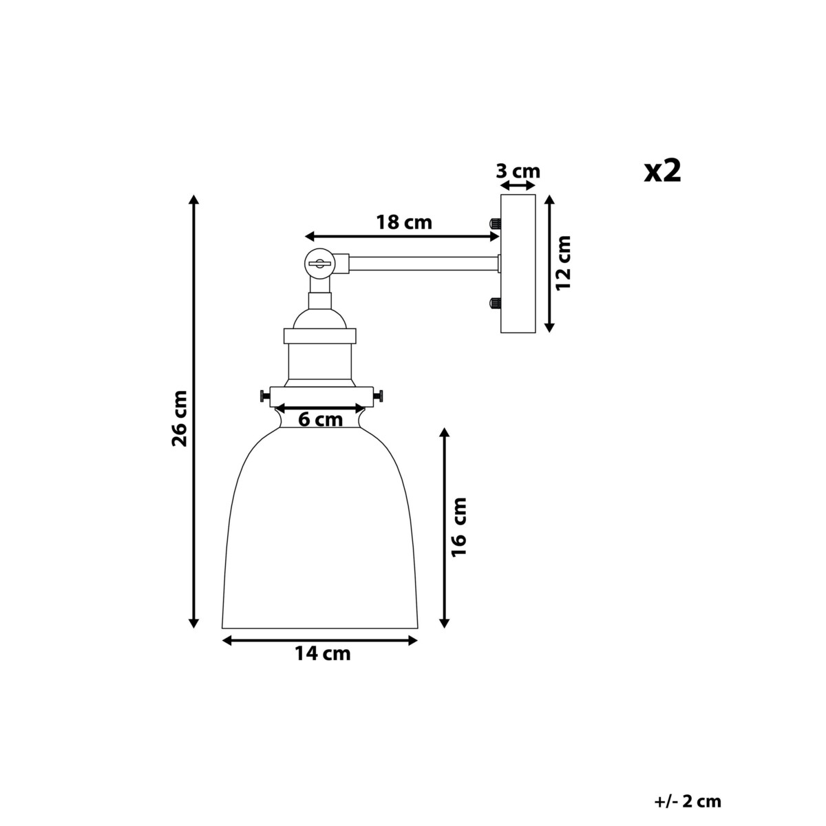 Zestaw 2 lamp ściennych szklane czarne LOVAT