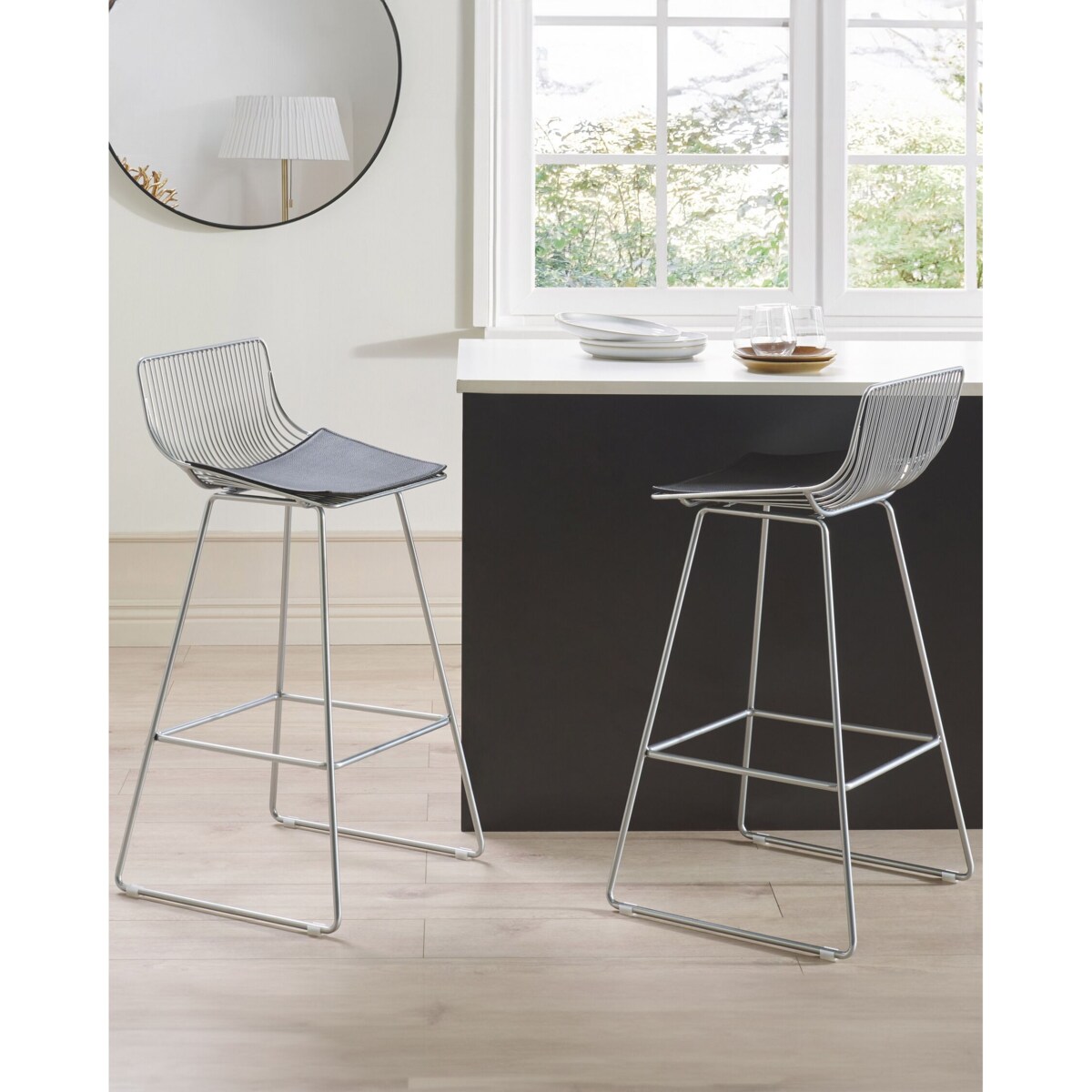 Zestaw 2 krzeseł barowych FREDONIA Metal Srebrny