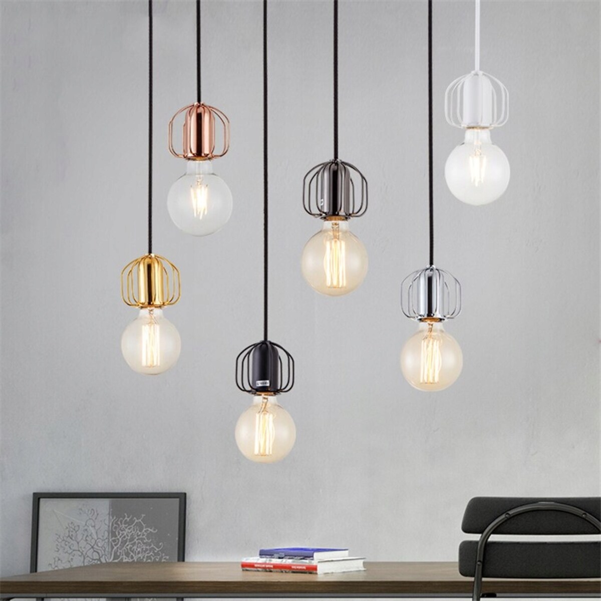 Lampa Sufitowa Wisząca Srebrna W Stylu Loft Chrom