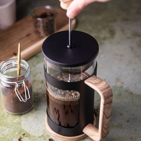 Zaparzacz do kawy herbaty 0.60L French Press drewniany uchwyt KLAUSBERG