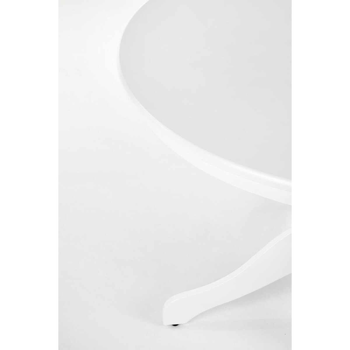 STÓŁ OKRĄGŁY Richard 106 cm biały nogi z litego drewna