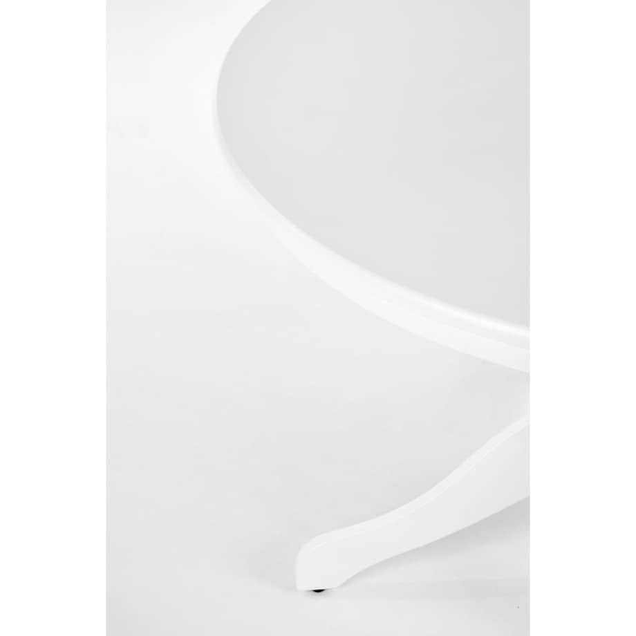 STÓŁ OKRĄGŁY Richard 106 cm biały nogi z litego drewna