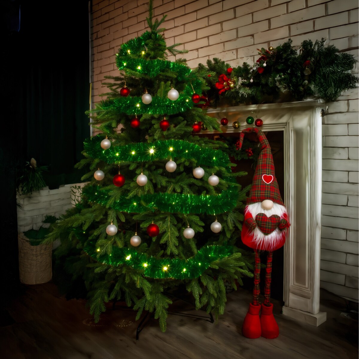 Łańcuch Led Choinkowy Zielony Na Baterie Świąteczny Na Choinkę 6 Metrów