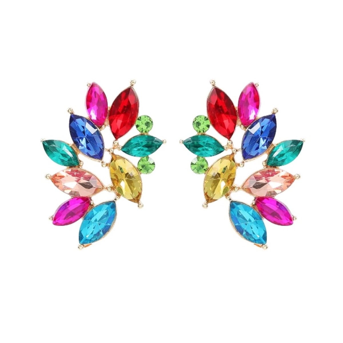 Kolorowe kolczyki przy uchu z kryształkami elegancka biżuteria do sukienki