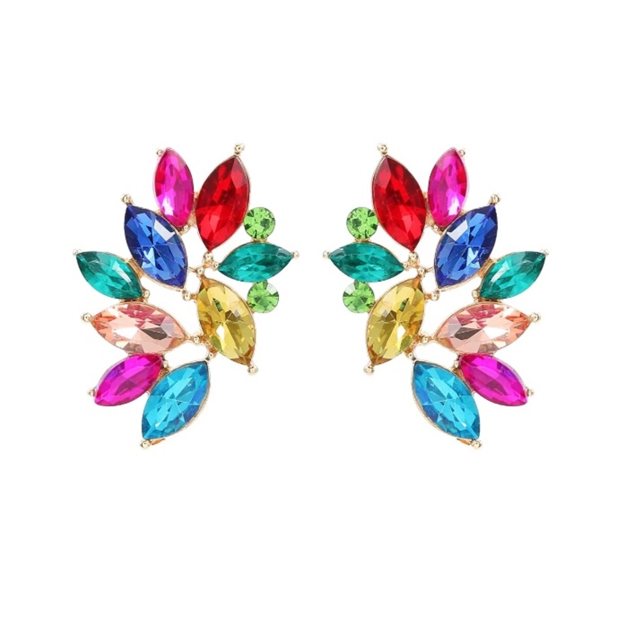 Kolorowe kolczyki przy uchu z kryształkami elegancka biżuteria do sukienki