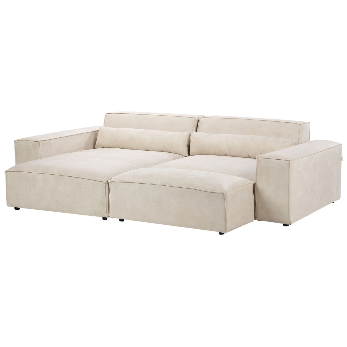 Narożnik modułowy 2-osobowy welurowy prawostronny z otomaną beżowy HELLNAR