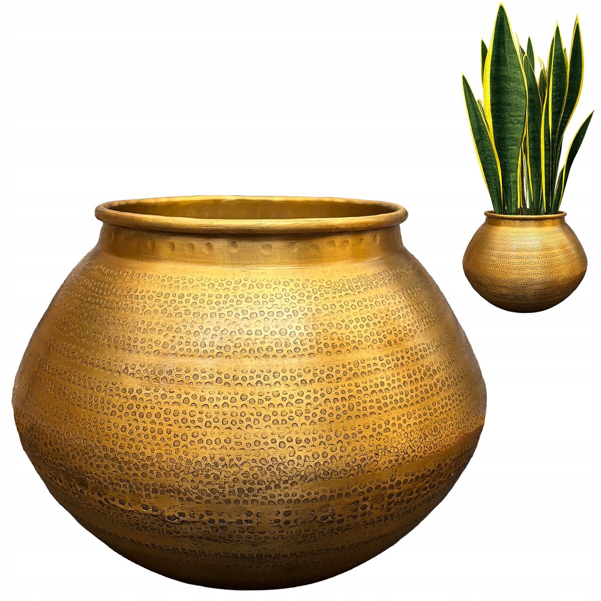 DONICZKA OSŁONKA ZŁOTA DUŻA 28cm płaska loft na bonsai zamiokulkas taras