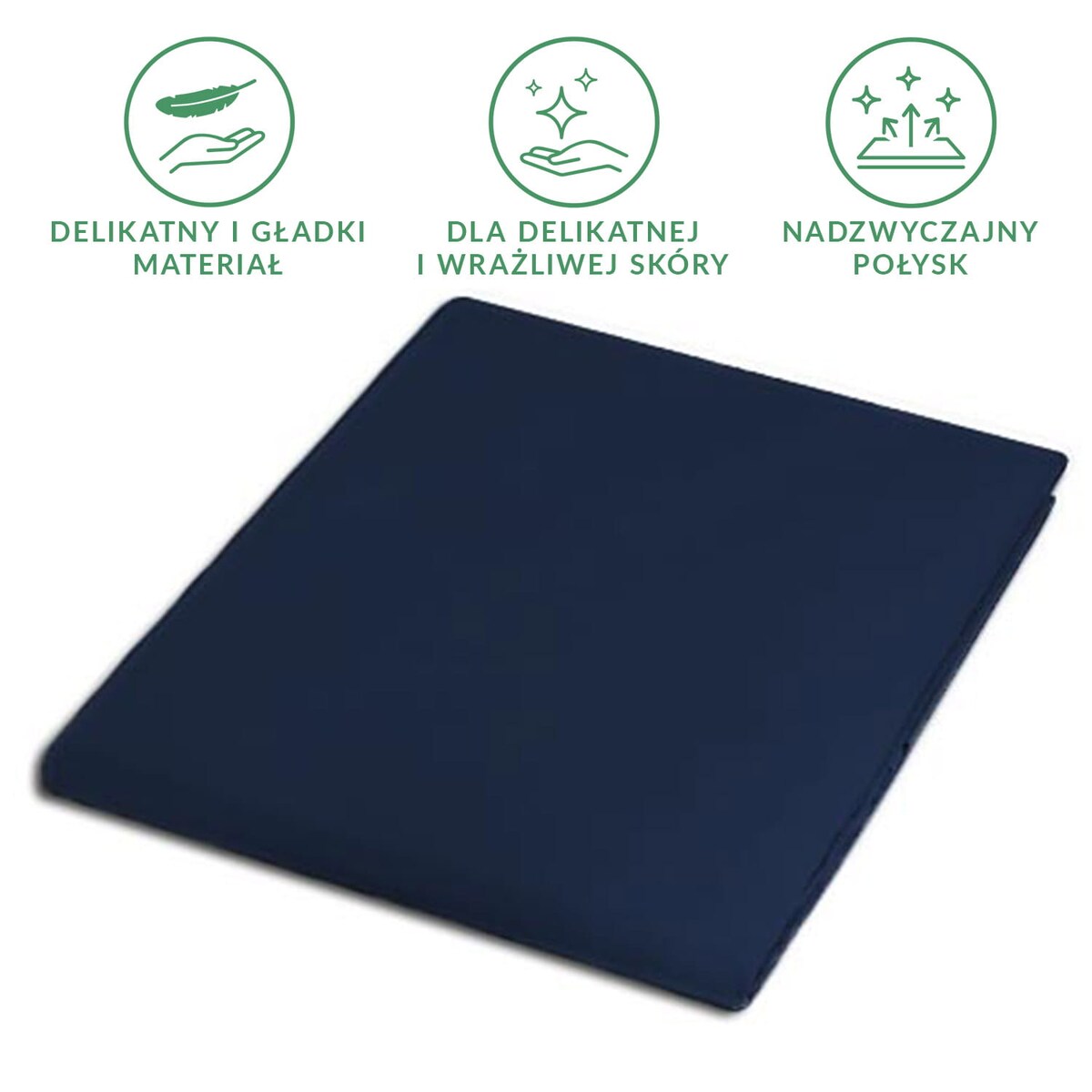 Prześcieradło satynowe bez gumki 200x220 kolor ciemny granat