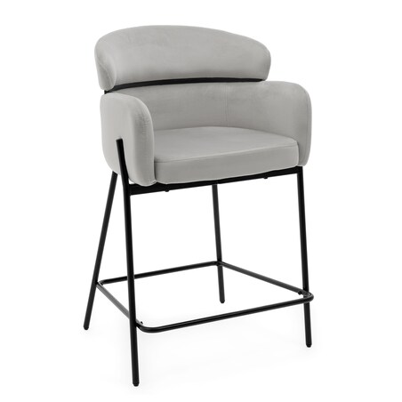 Hoker tapicerowany welurowy do salonu BOLZANO jasnoszary