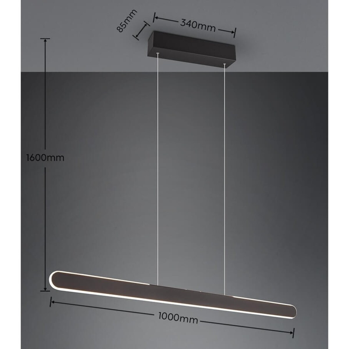 Lampa wisząca liniowa Helios 343310132 Trio LED 28W 2700-6500K salonowa czarna