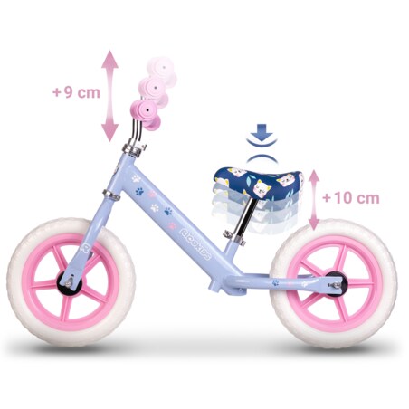 Rowerek biegowy dla dzieci jeździk lekki stabilny Ricokids różowo-niebieski