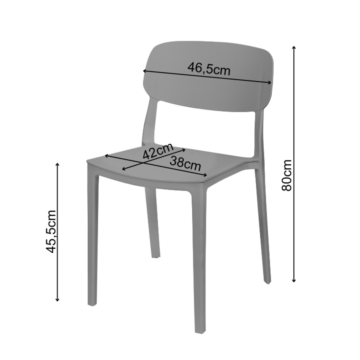 Krzesło plastikowe do salonu ogrodu nowoczesne szare oparcie