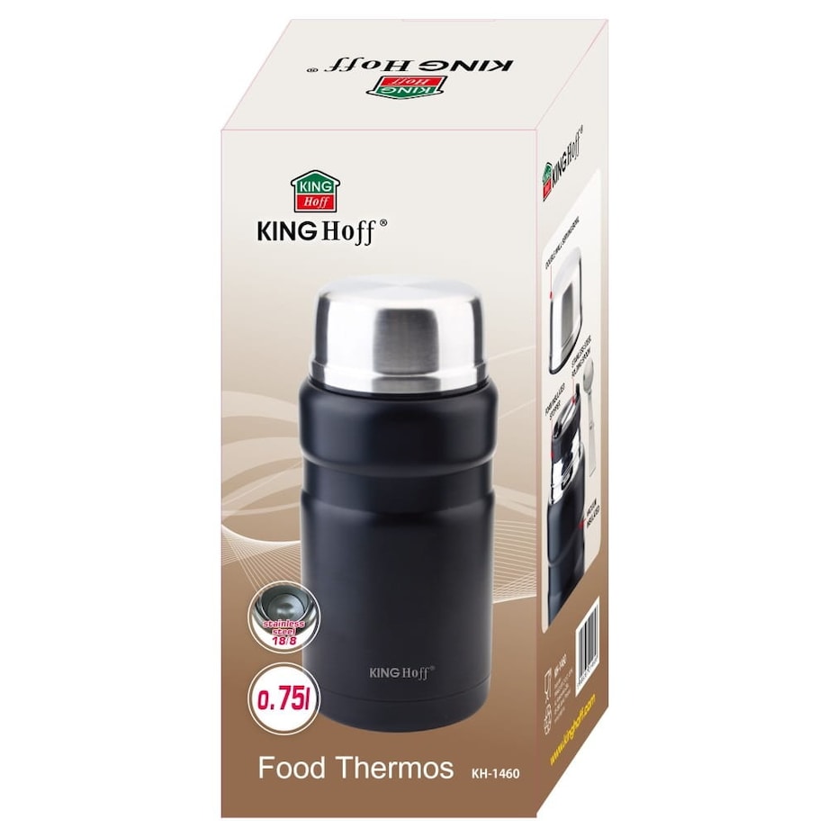 Termos obiadowy stalowy 0.75L czarny KINGHOFF