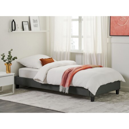 Łóżko tapicerowane bez zagłówka 90 x 200 cm szare ROANNE