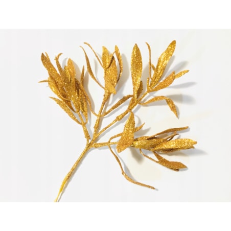 LIŚĆ brokatowy złoty GAŁĄZKA do dekorowania stroika święta choinka listki