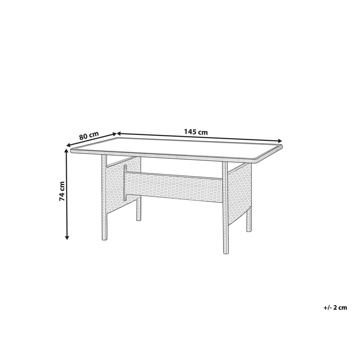Stół ogrodowy z technorattanu 145 x 80 cm szary VITERBO