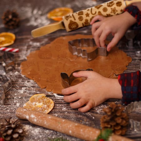 Wałek Do Ciasta Grawerowany Drewniany Świąteczny Dekoracyjny Prezenty