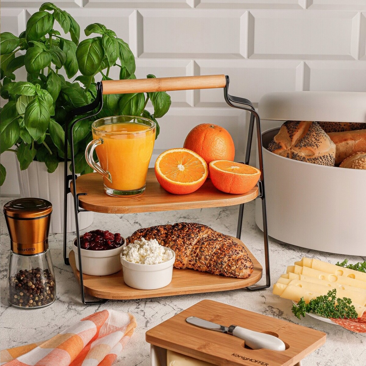 PATERA 2 POZIOMY do serwowania jedzenia przekąski desery ciasto bambusowa