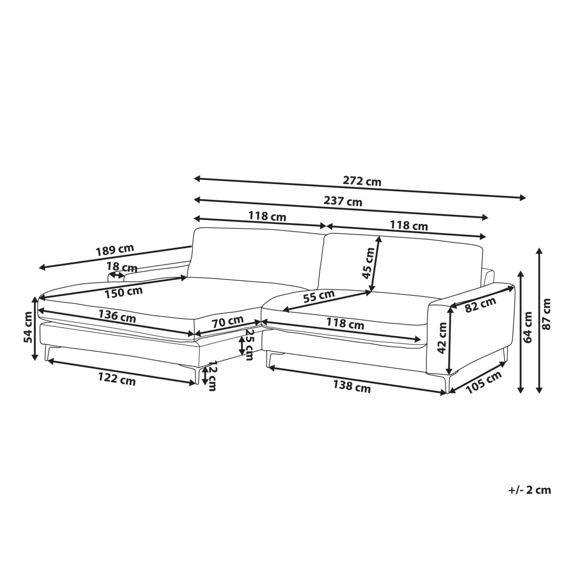 Narożnik prawostronny brązowy MALOY